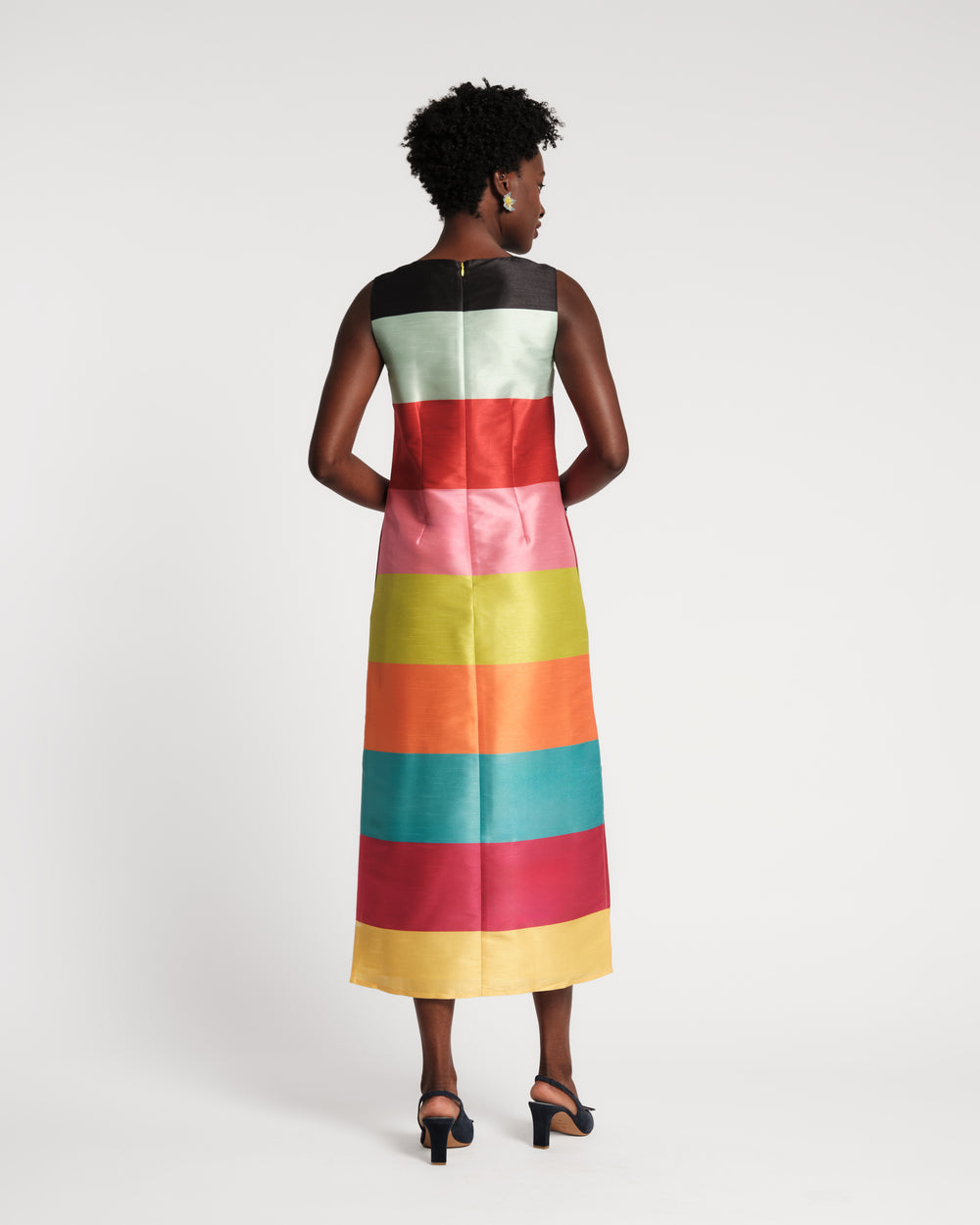 Sleeveless Column Maxi Dress - Rainbow Stripe Dresses Frances Valentine