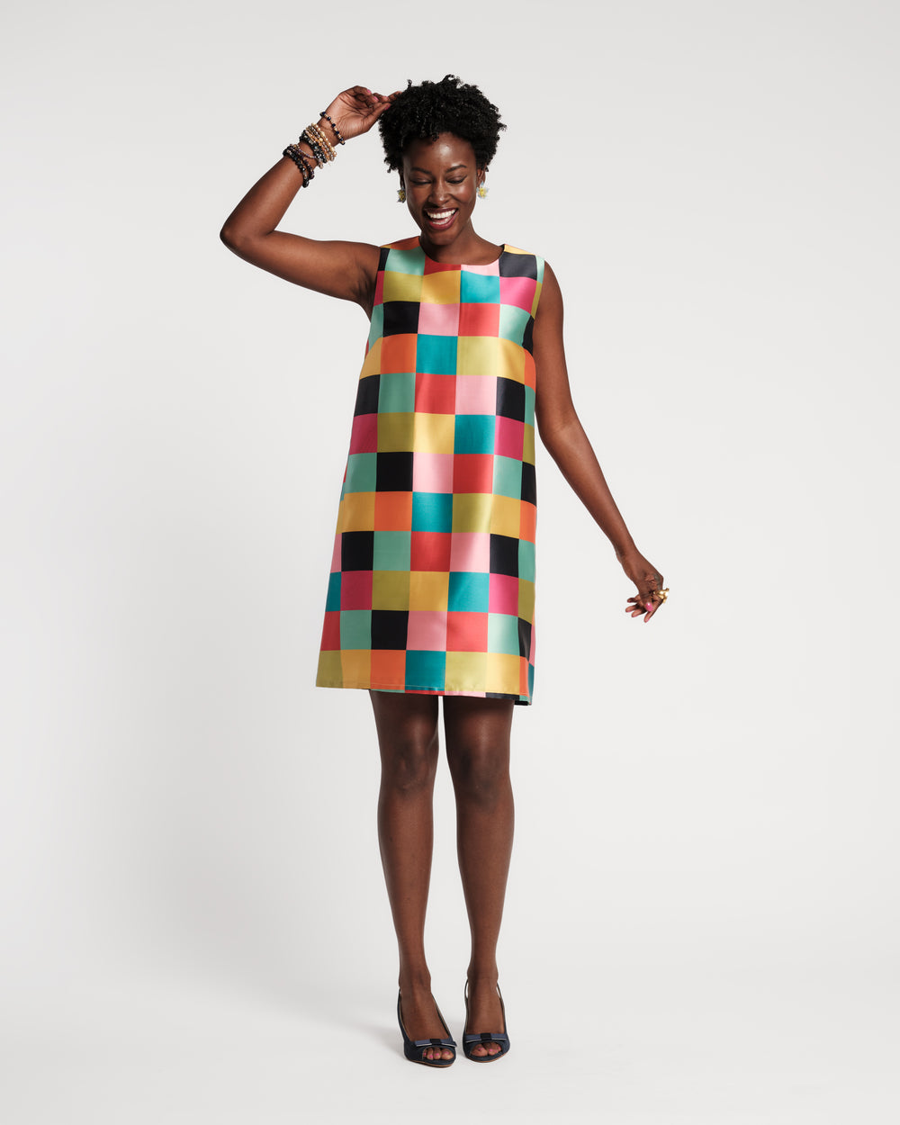 Lilly Shift Dress - Rainbow Check Dresses Frances Valentine