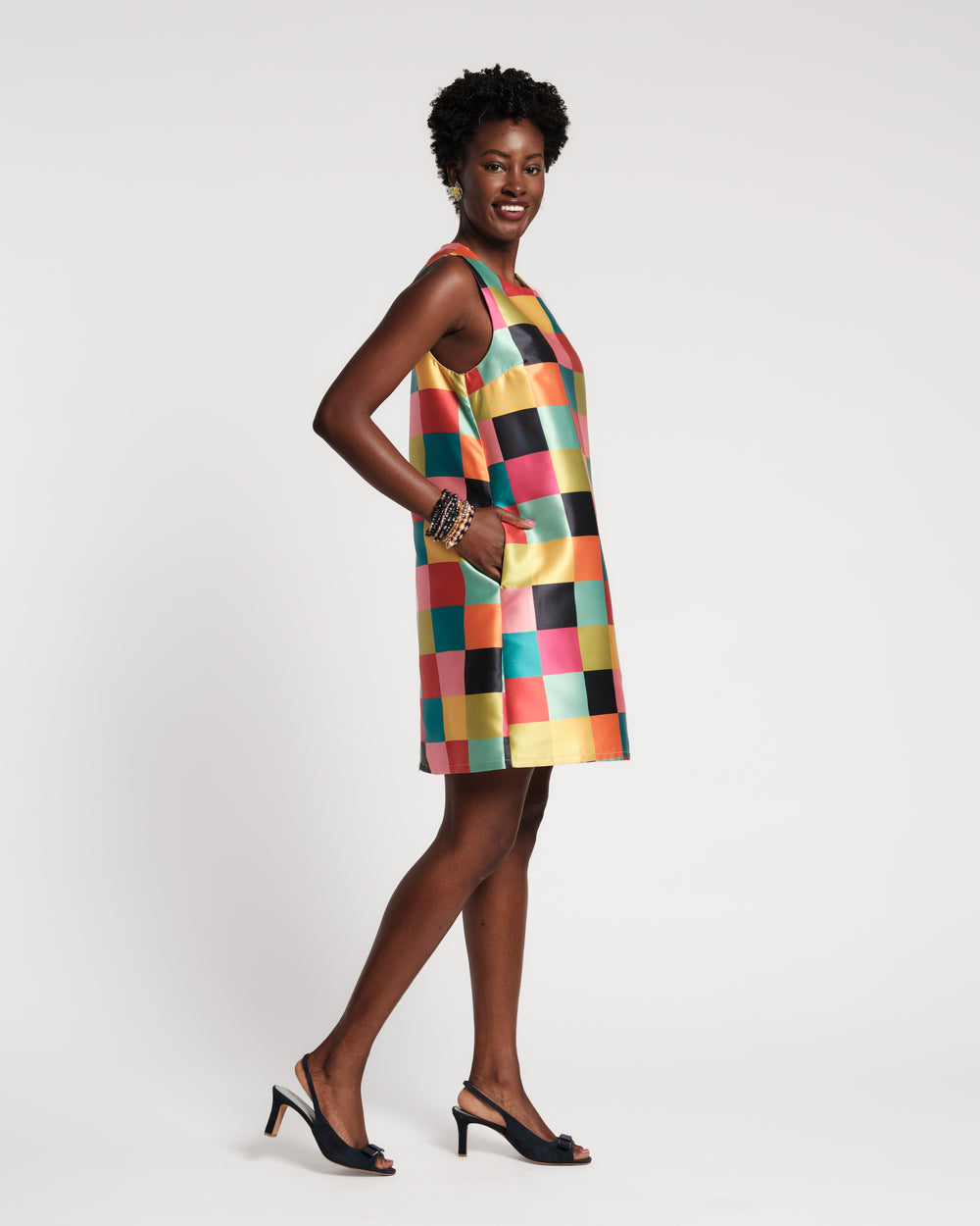 Lilly Shift Dress - Rainbow Check Dresses Frances Valentine