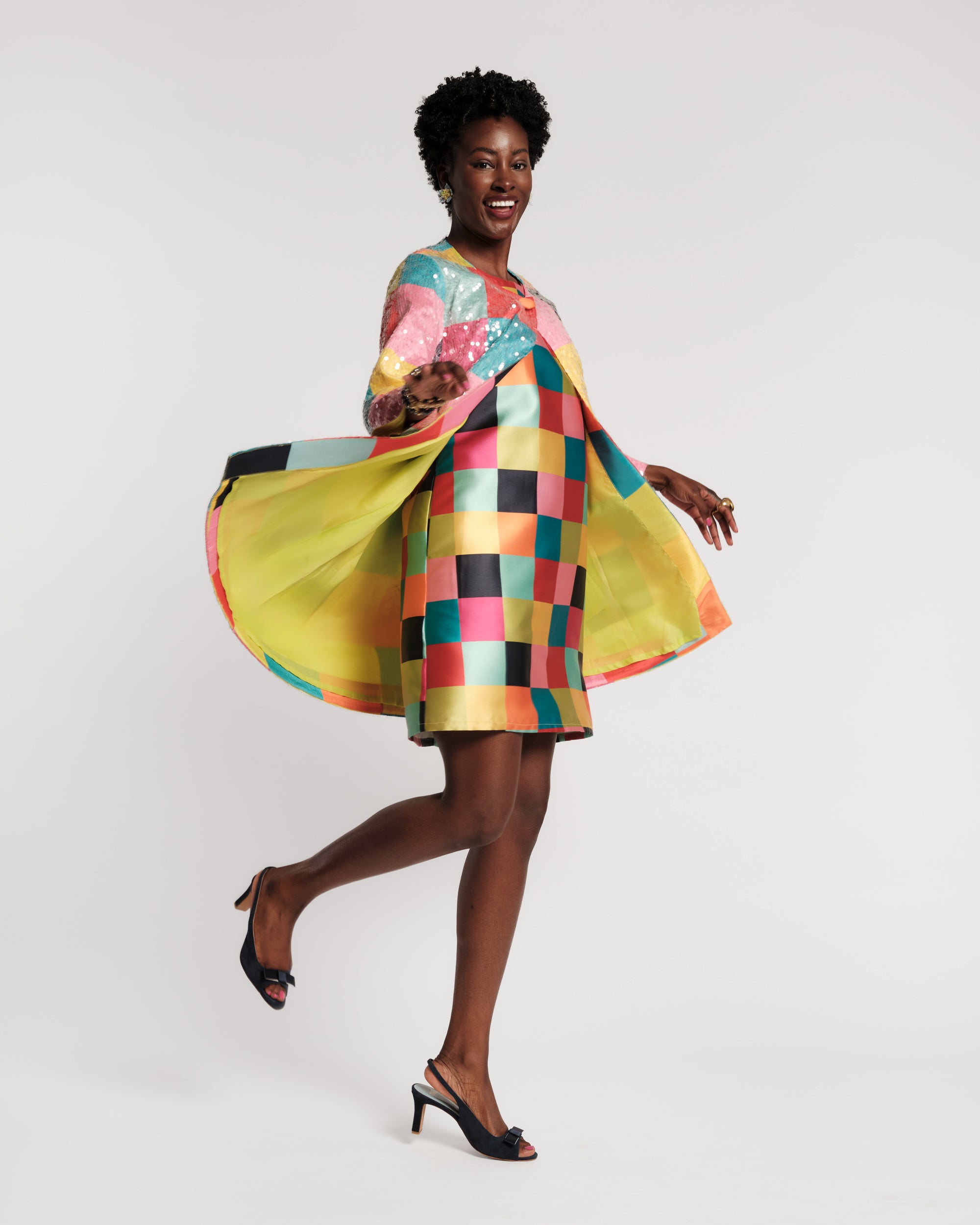 Lily Shift Dress - Rainbow Check – Frances Valentine