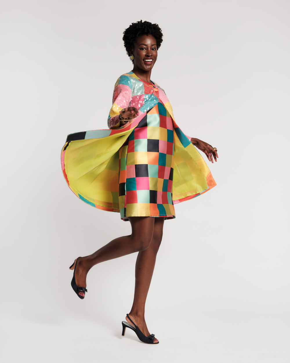 Lilly Shift Dress - Rainbow Check Dresses Frances Valentine