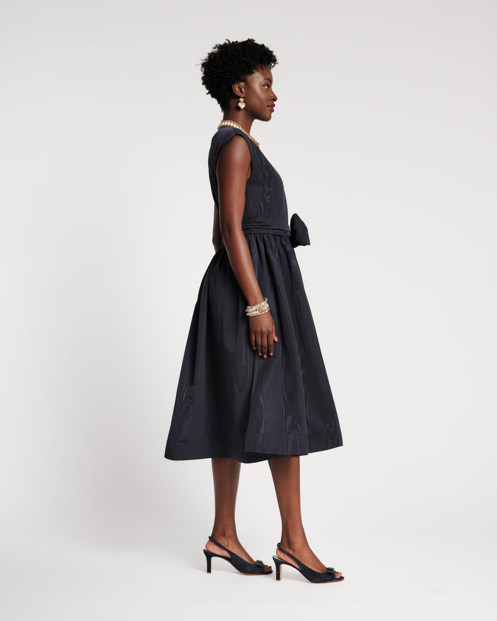 Bow Dress - Navy Moire Dresses Frances Valentine