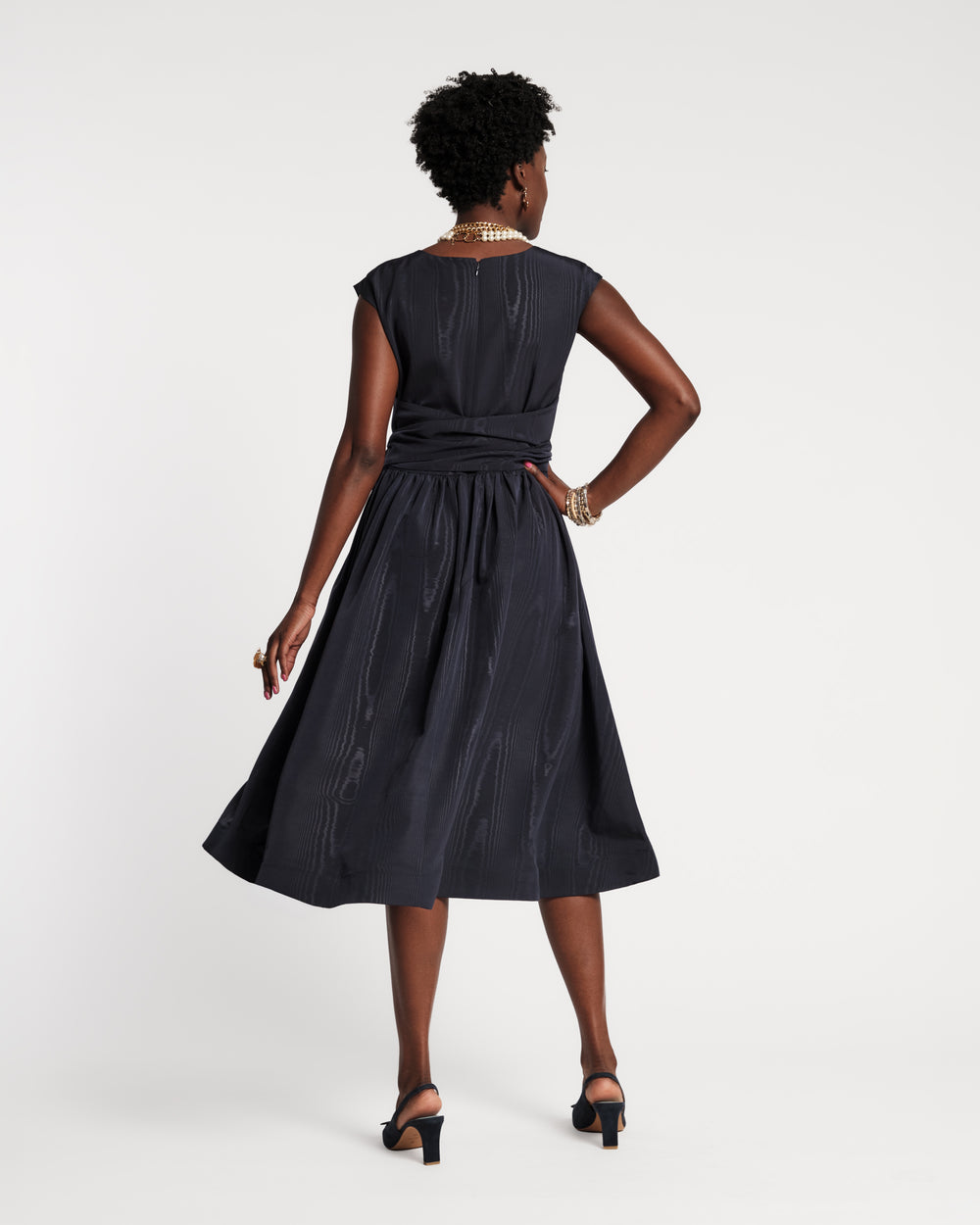 Bow Dress - Navy Moire Dresses Frances Valentine