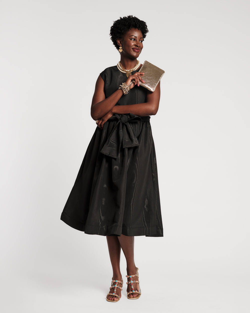 Bow Dress - Black Moire Dresses Frances Valentine