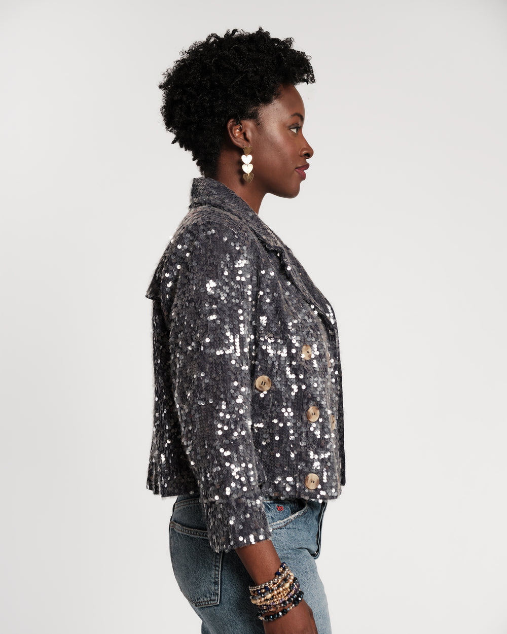 Sequin Moto Jacket - Navy Coats & Jackets Frances Valentine