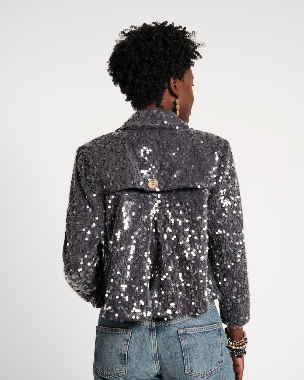 Sequin Moto Jacket - Navy Coats & Jackets Frances Valentine