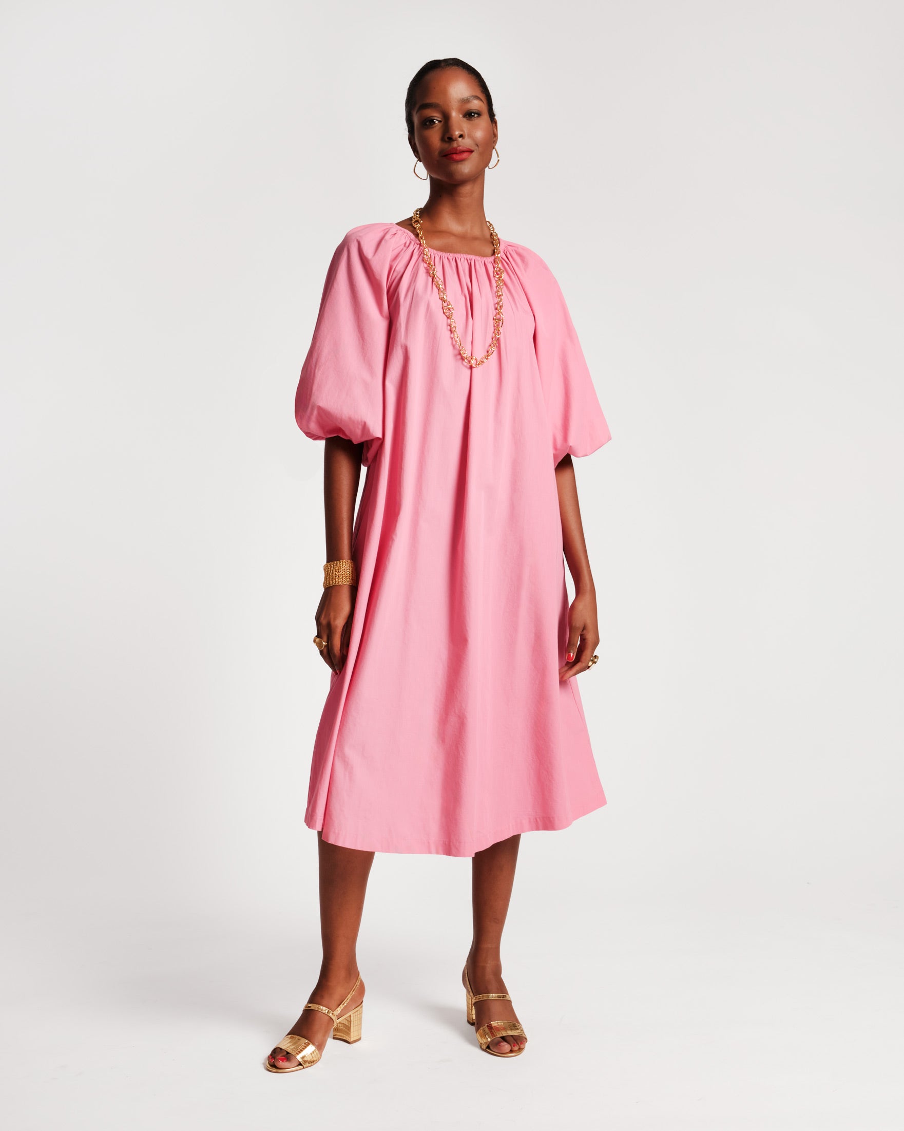 Bliss Midi Dress Cotton Poplin Pink