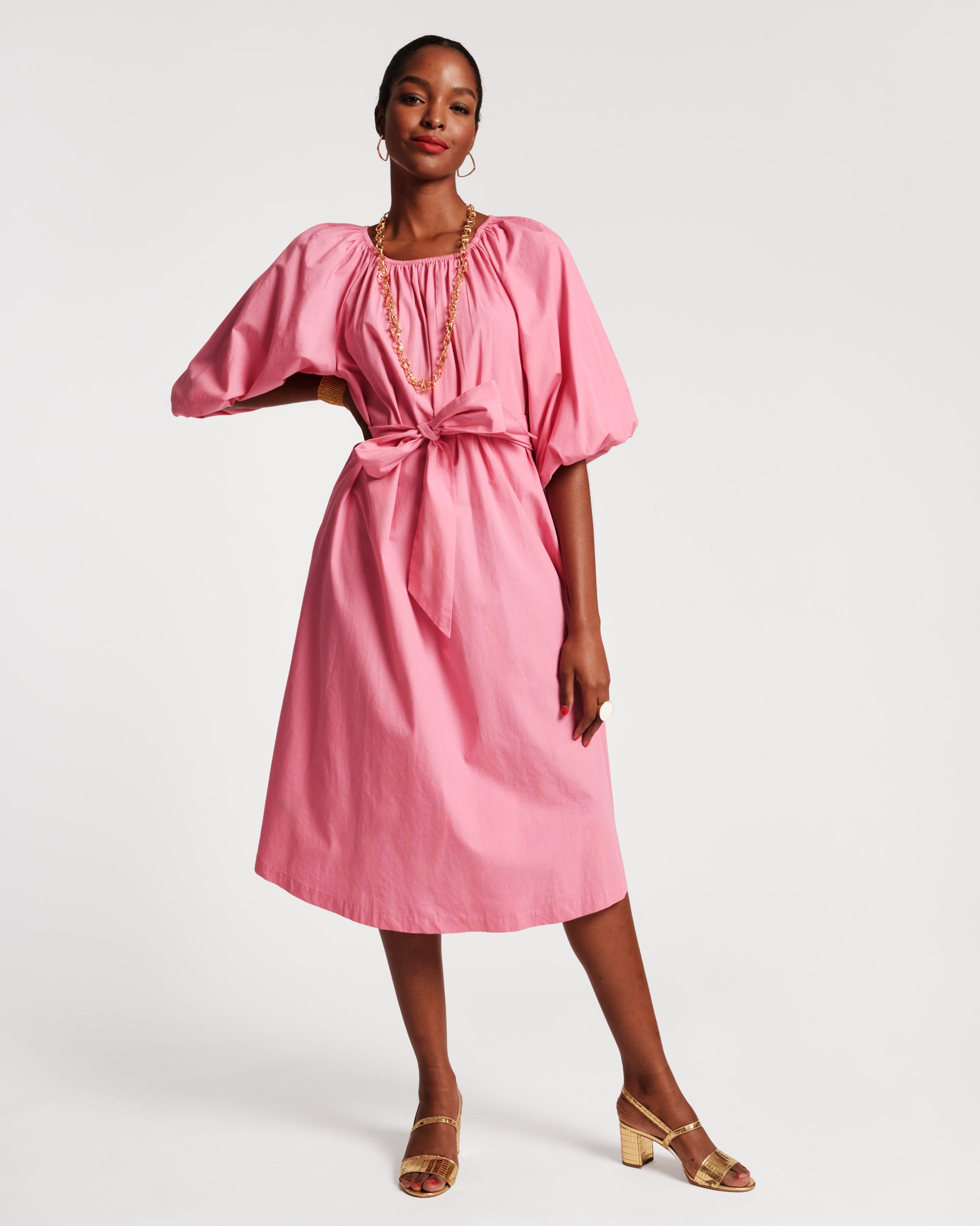 Bliss Midi Dress Cotton Poplin Pink