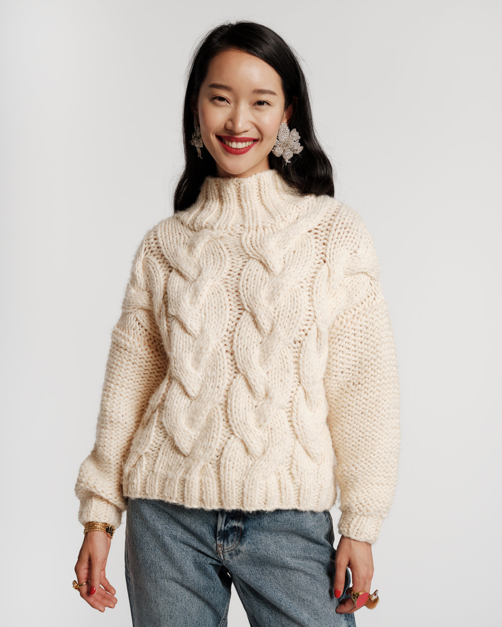 Hand Knit Cable Pullover - Natural Sweater Frances Valentine