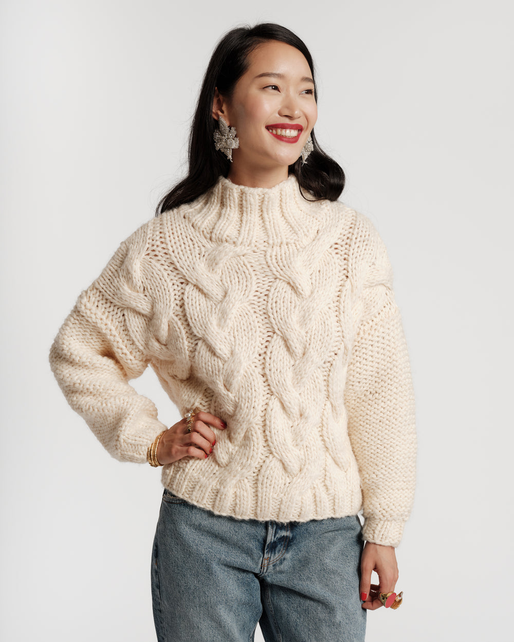 Hand Knit Cable Pullover - Natural Sweater Frances Valentine
