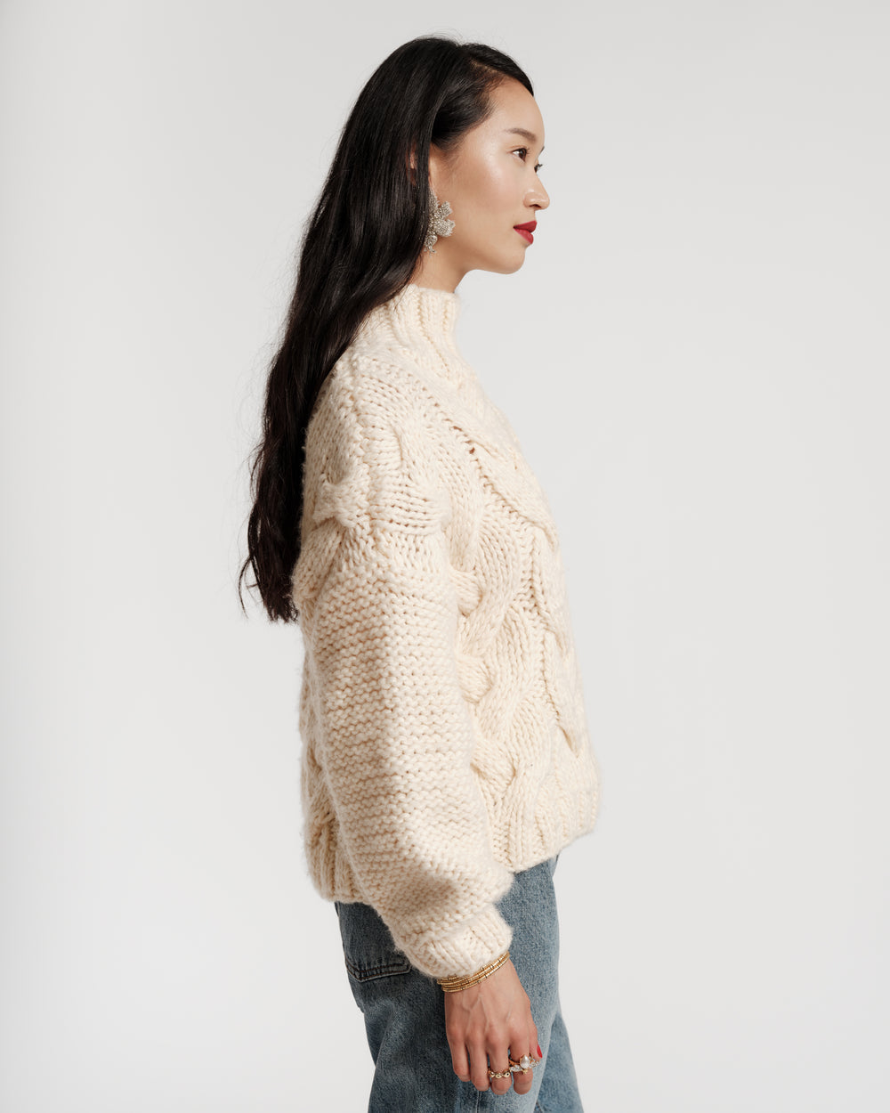 Hand Knit Cable Pullover - Natural Sweater Frances Valentine