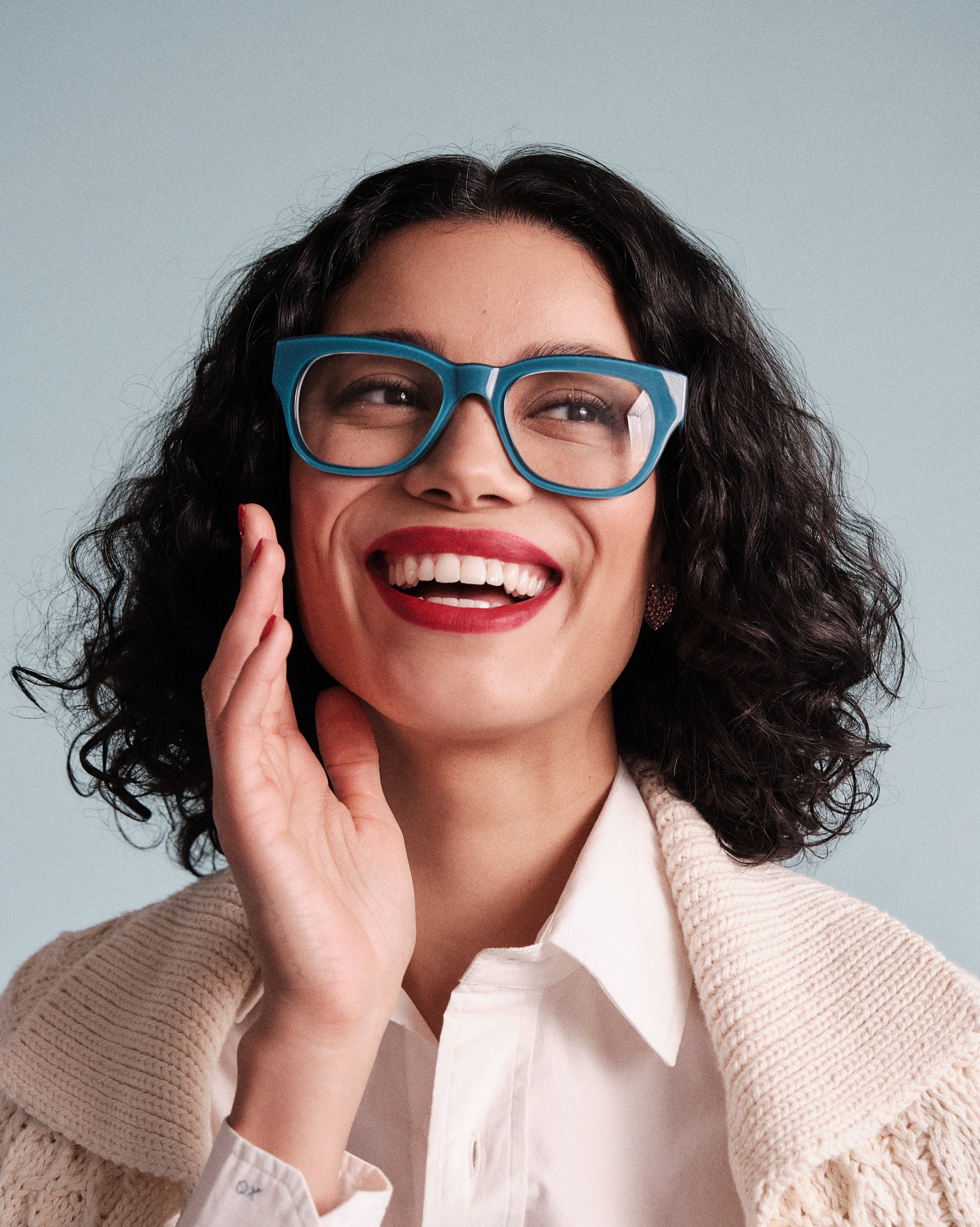 Miklos Reading Glasses - Polished Carolina Blue – Frances Valentine