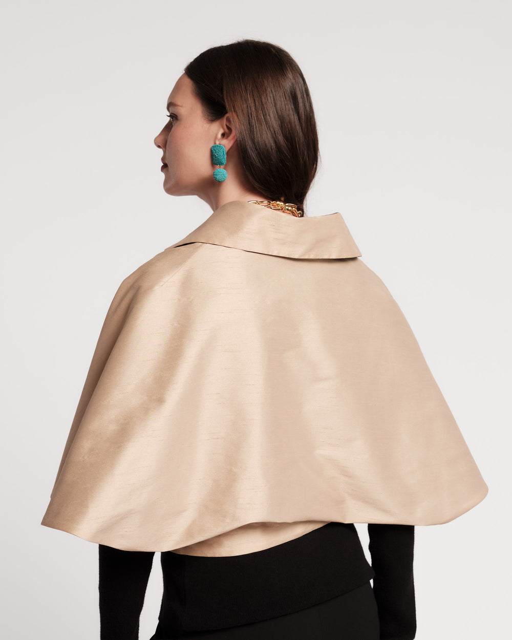 Dupioni Capelet - Black/Oyster Coats & Jackets Frances Valentine