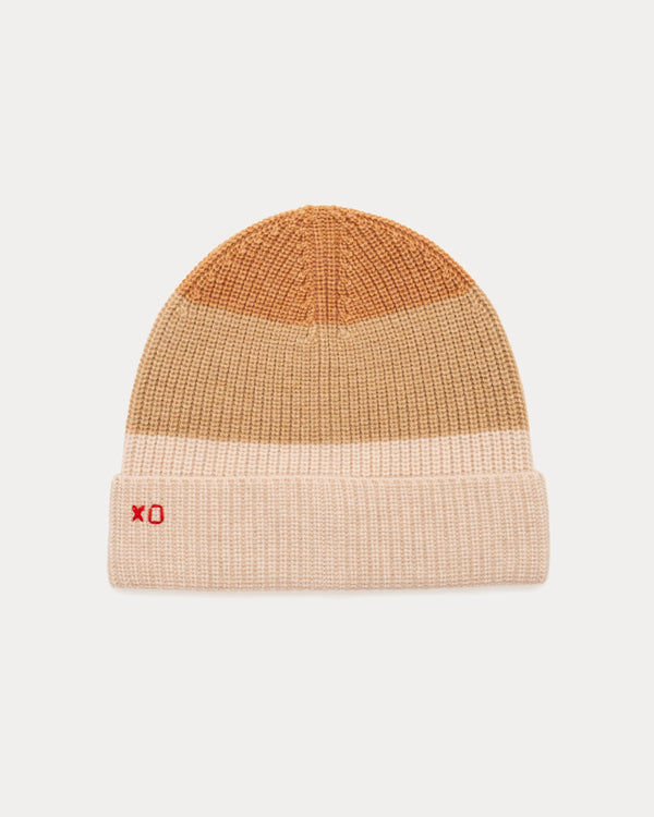 Colorblock Cuffed Ribbed Beanie - Natural