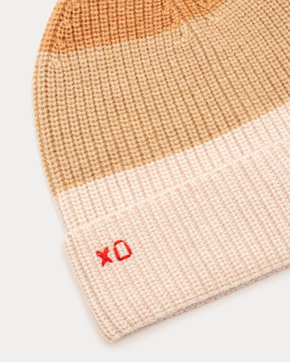 Colorblock Cuffed Ribbed Beanie - Natural