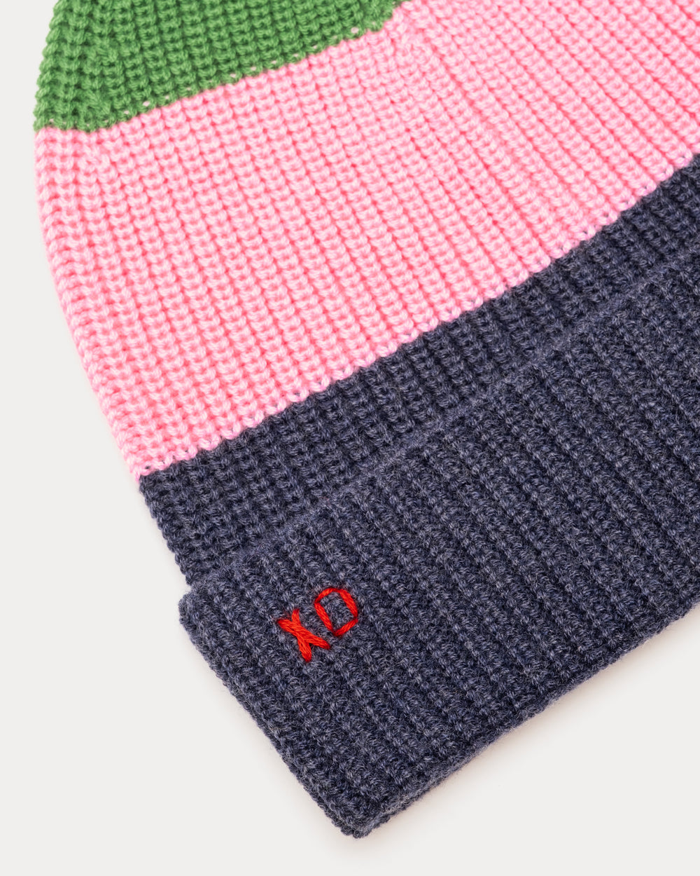 Colorblock Cuffed Ribbed Beanie - Navy