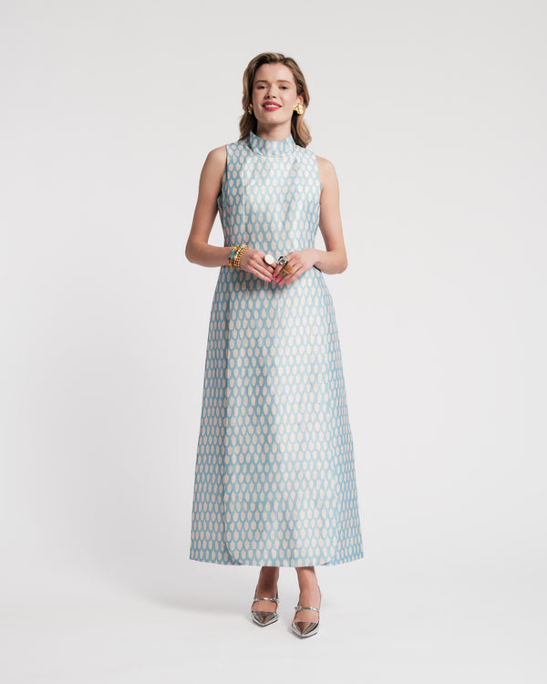 Carlyle Maxi Dress - Loop Print Air Blue