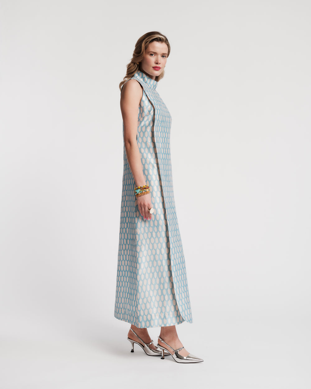 Carlyle Maxi Dress - Loop Print Air Blue Dresses Frances Valentine