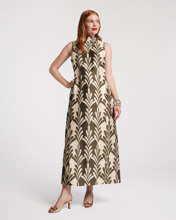 Carlyle Maxi Dress - Royal Palm Oyster/Olive - Frances Valentine