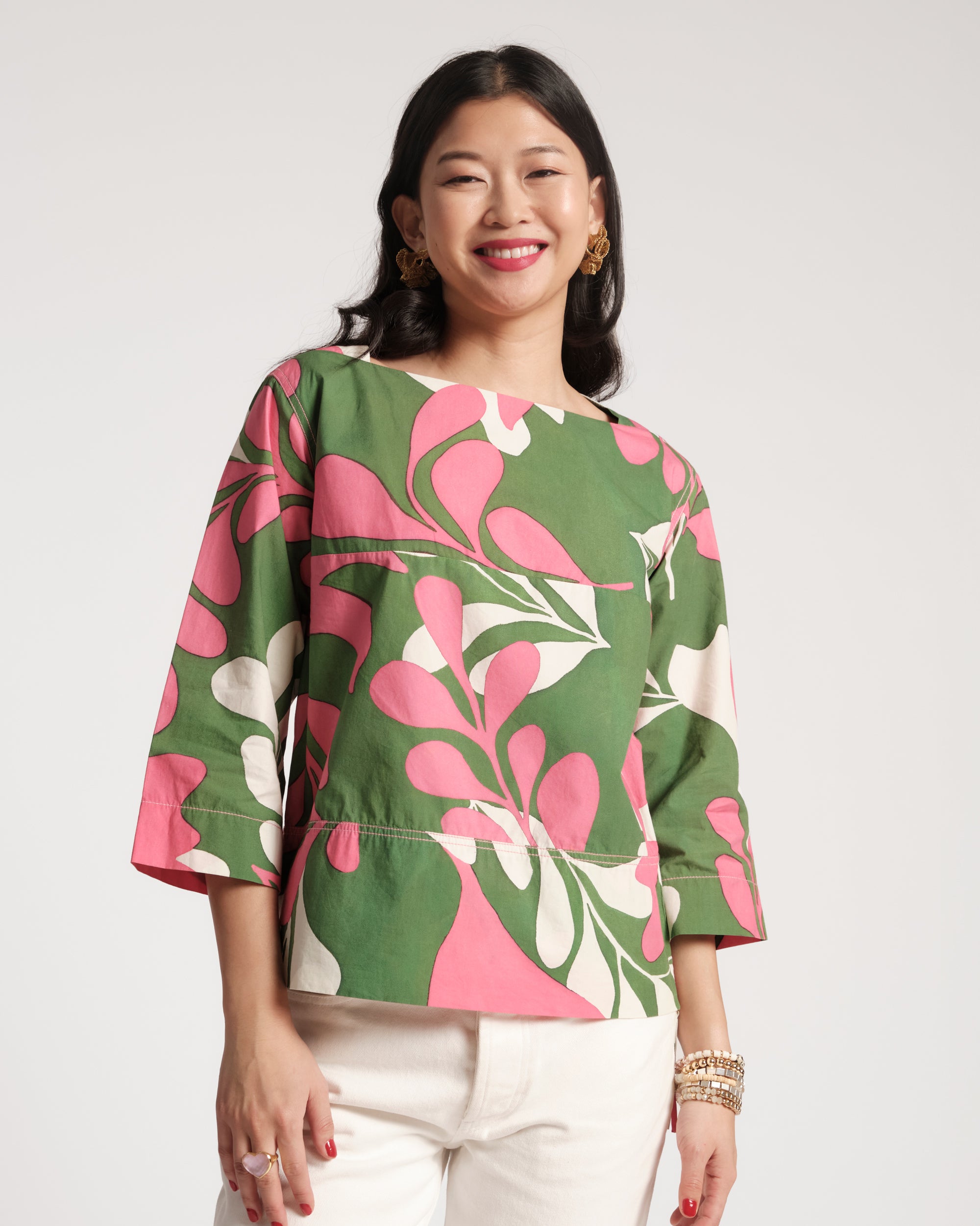 トップス room306 CONTEMPORARY Pleats Design Tops Carly Top - Mid-Century Palm – Frances Valentine