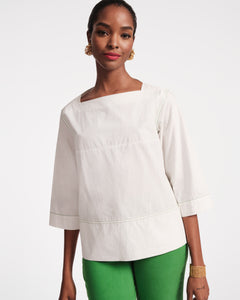 Carly Top Cotton Poplin White - Frances Valentine