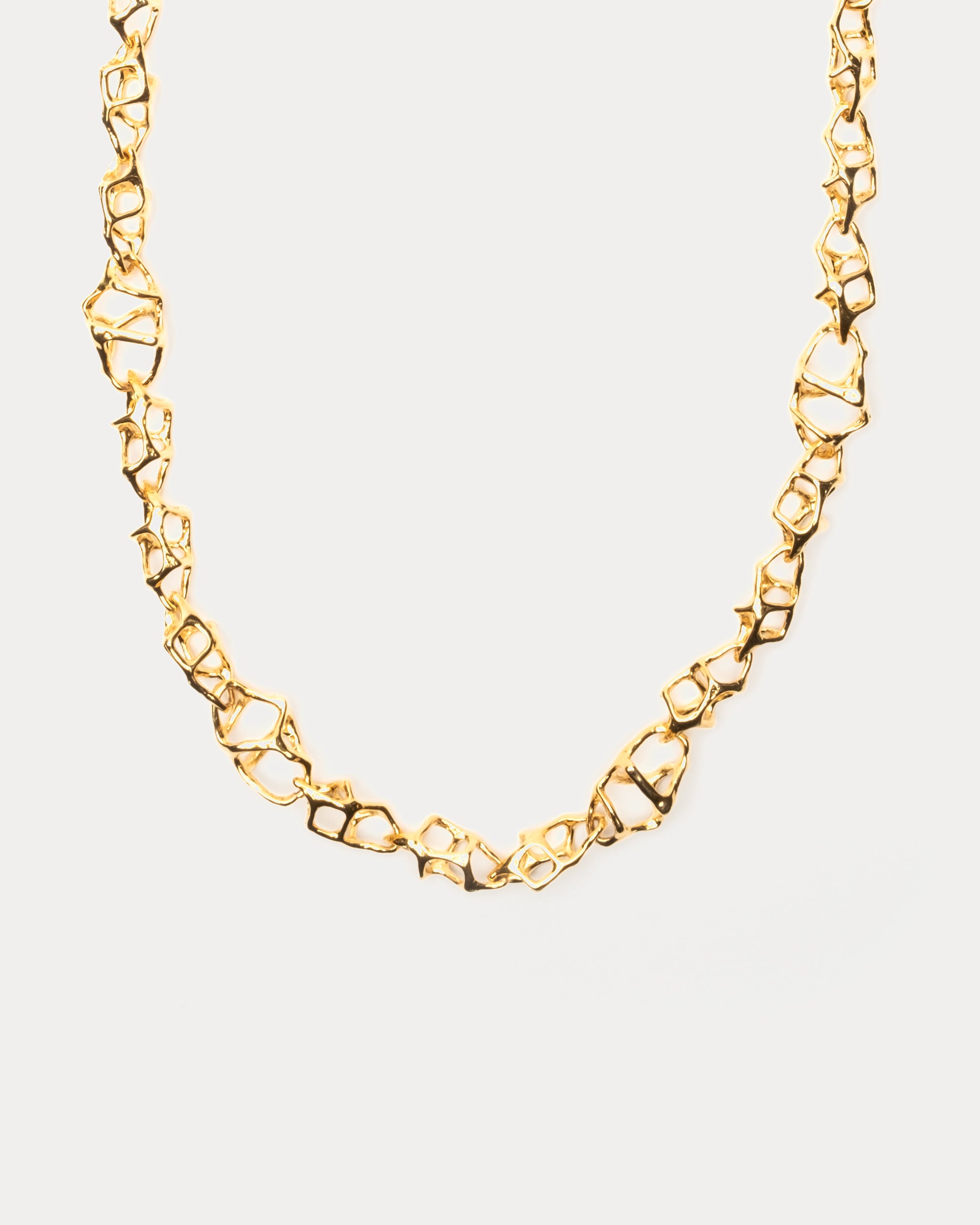 Open Cage Link Necklace Gold