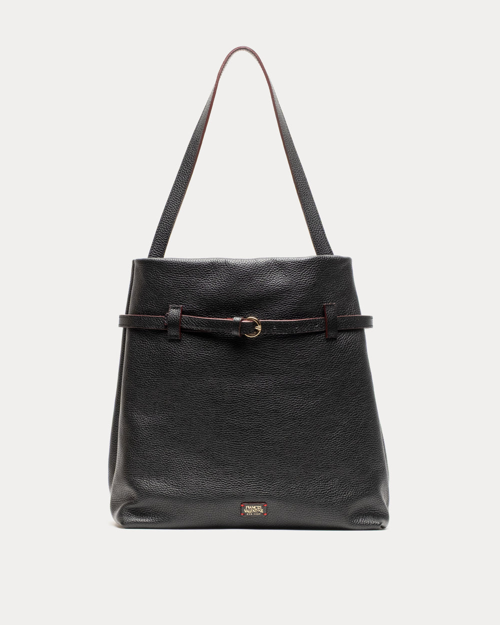 Charlie Shoulder Bag - Tumbled Leather Black Handbag Frances Valentine
