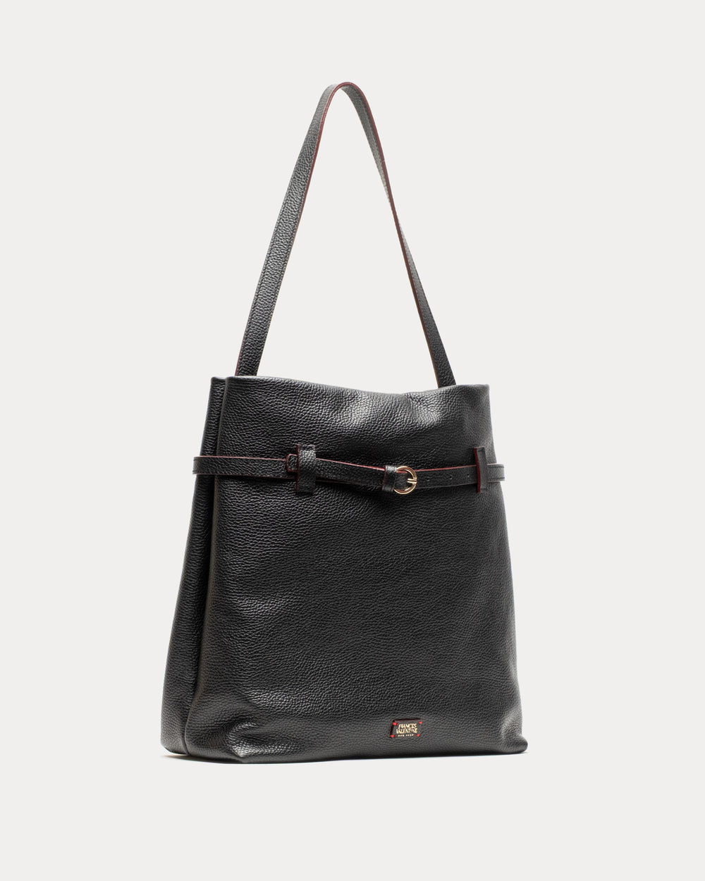 Charlie Shoulder Bag - Tumbled Leather Black Handbag Frances Valentine