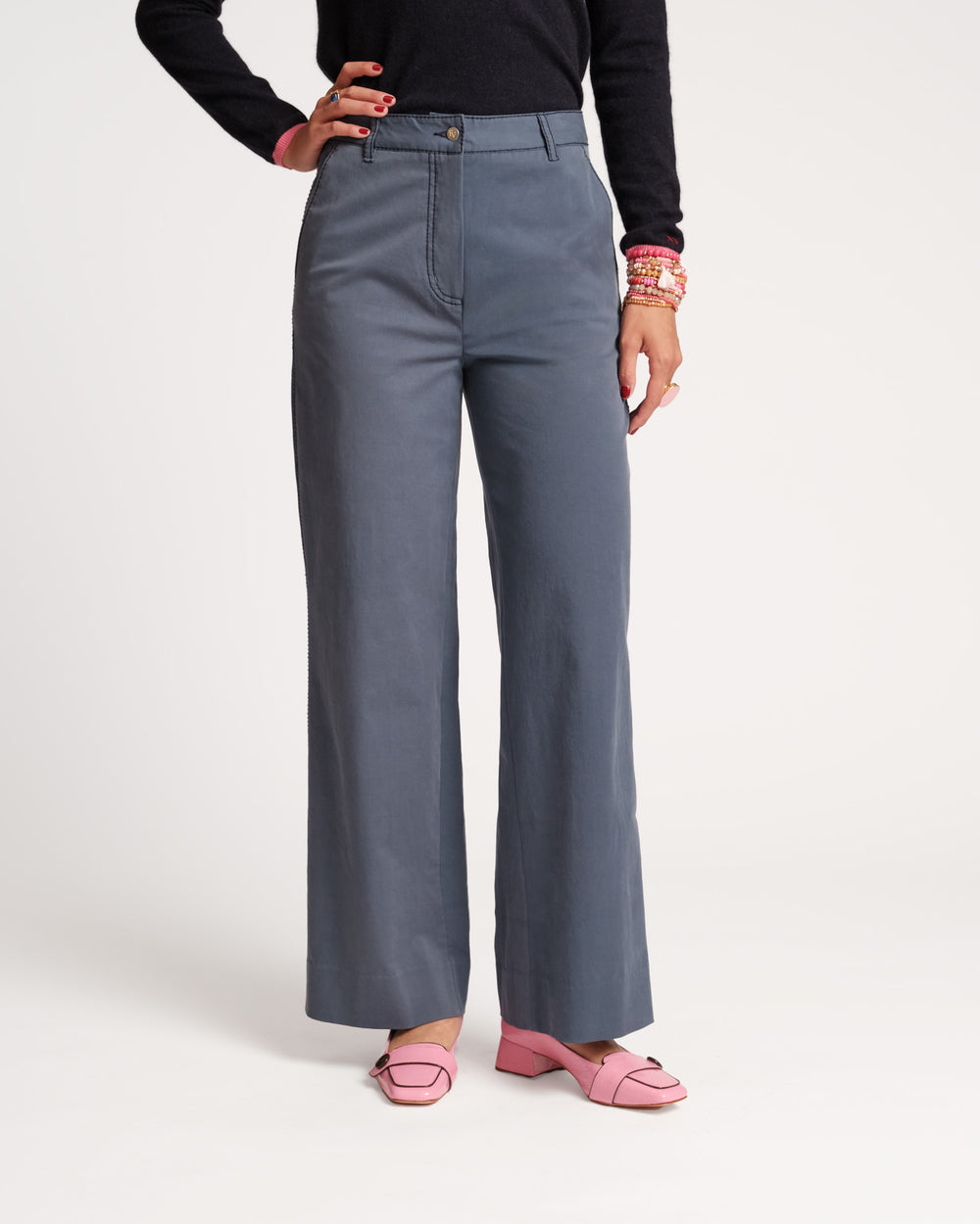 Charlotte Pant Cotton - Navy - Frances Valentine