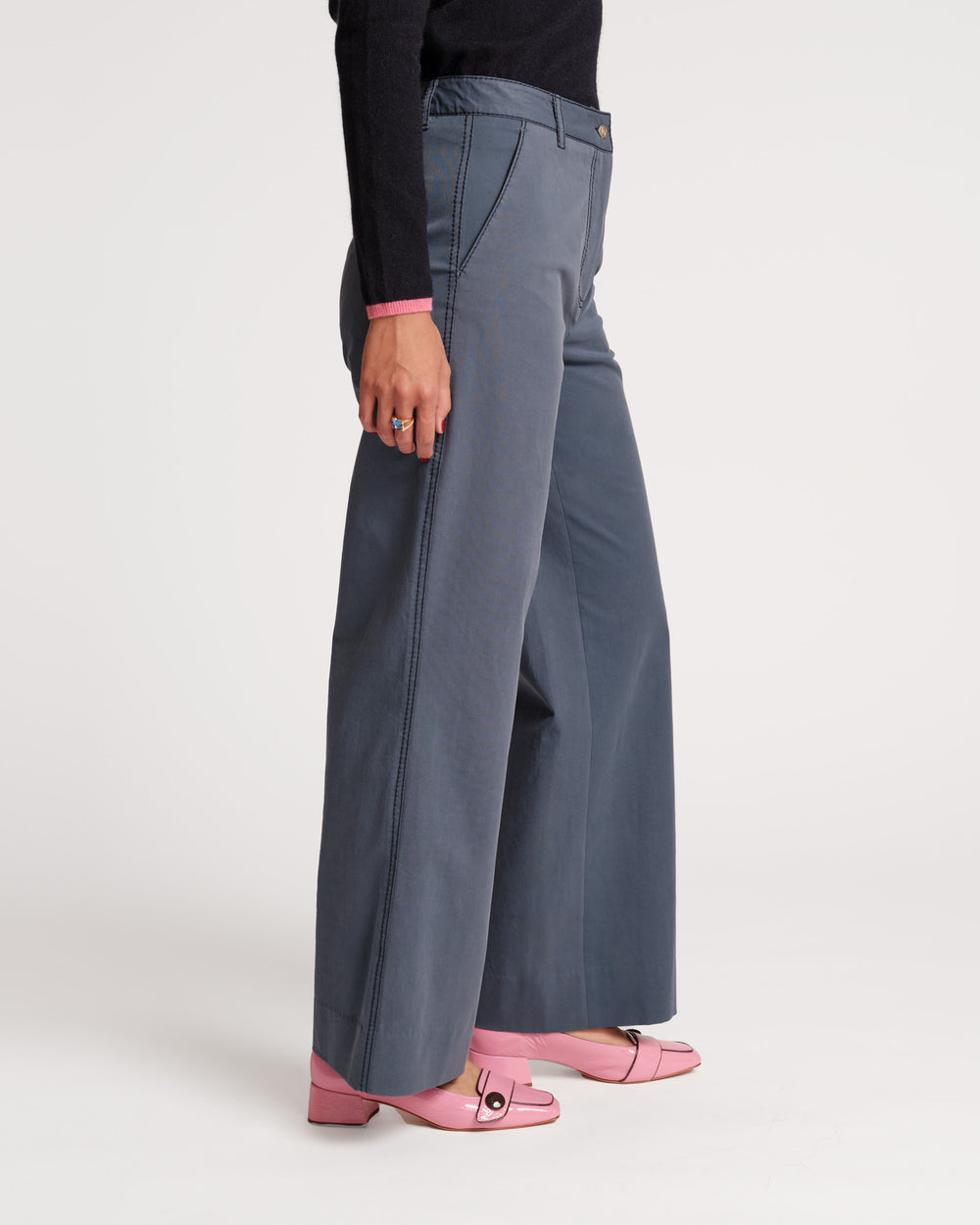 Charlotte Pant Cotton - Navy - Frances Valentine