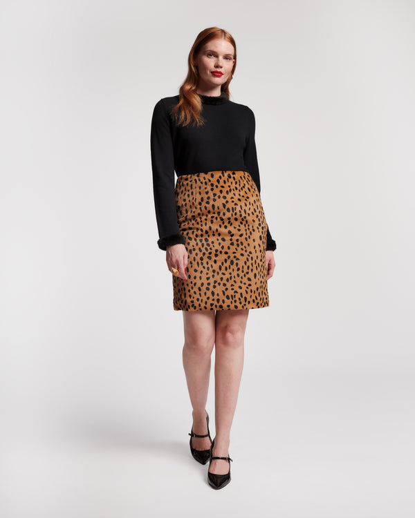 Blaine Skirt - Cheetah Faux Fur - Frances Valentine