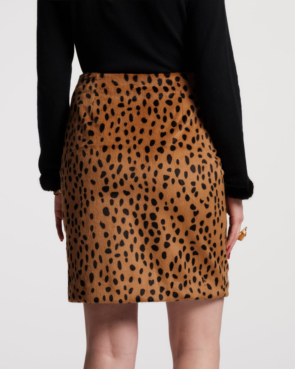 Blaine Skirt - Cheetah Faux Fur - Frances Valentine