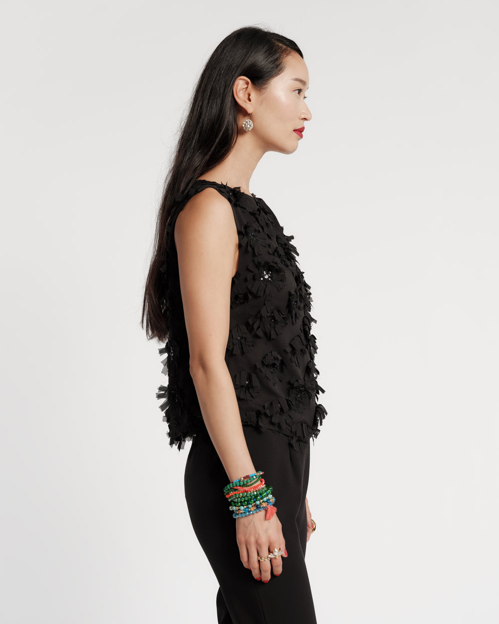 Cheree Shell - Daisy Applique Black – Frances Valentine