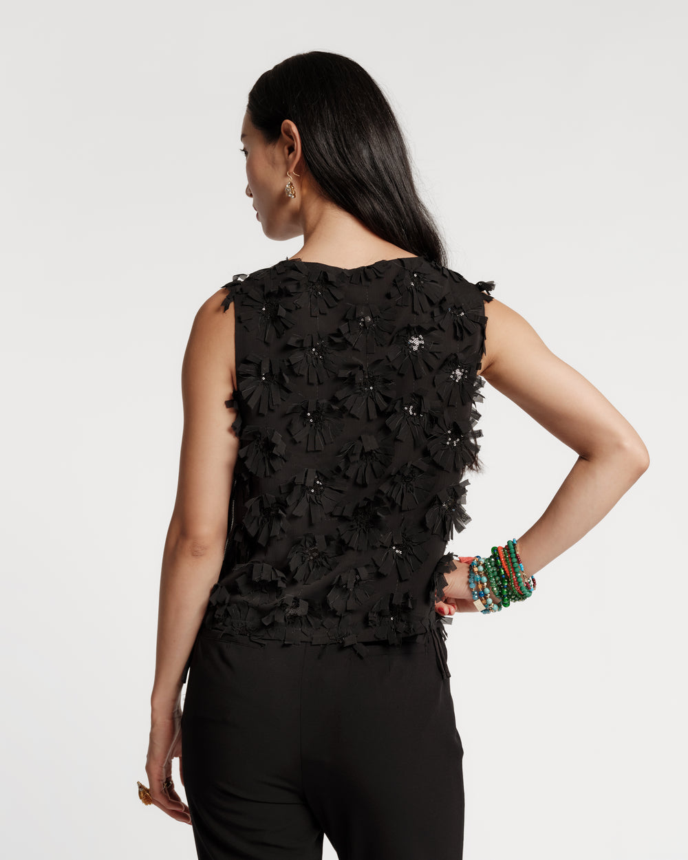 Cheree Shell - Daisy Applique Black – Frances Valentine