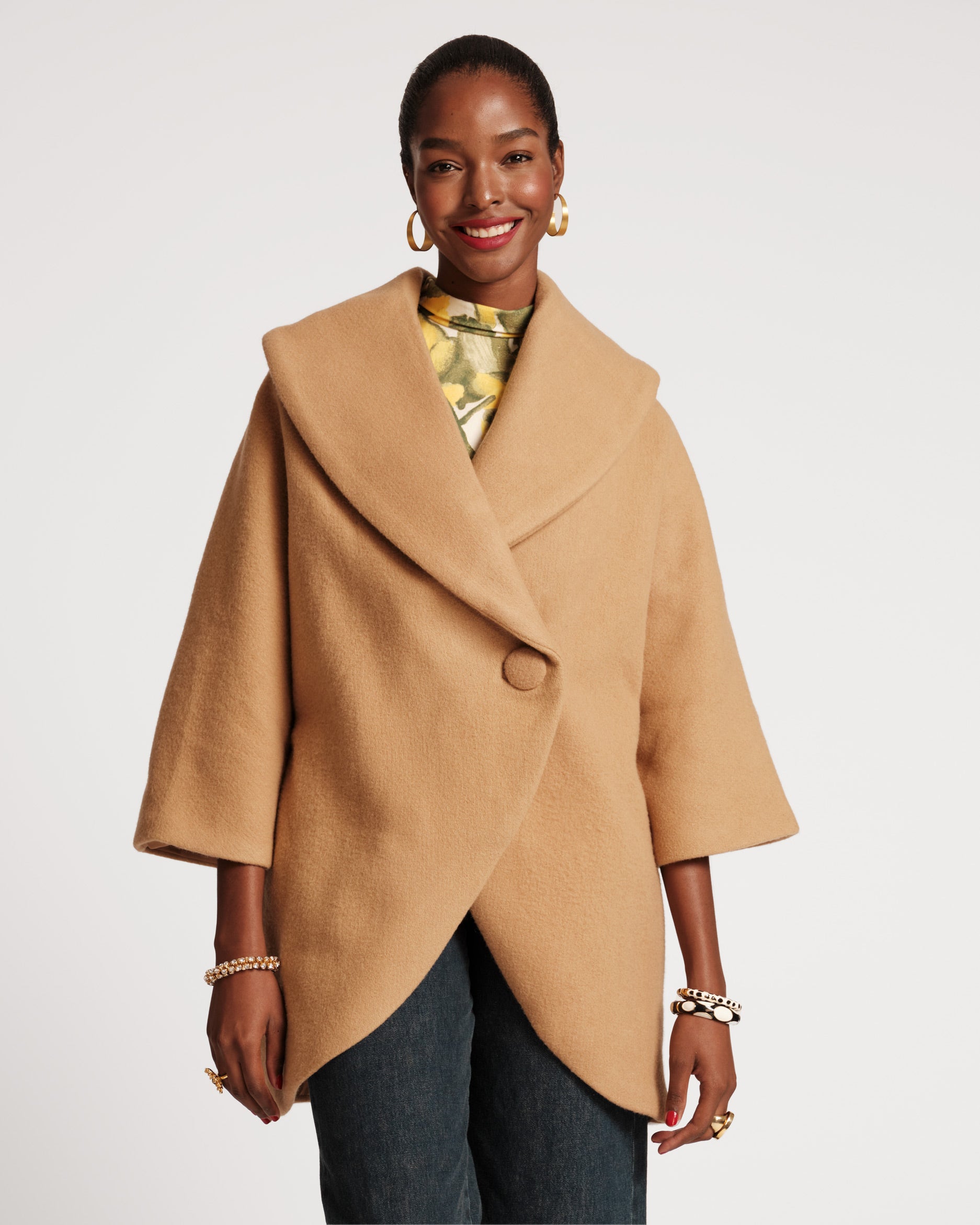 Cocoon Shawl Collar Wool Coat