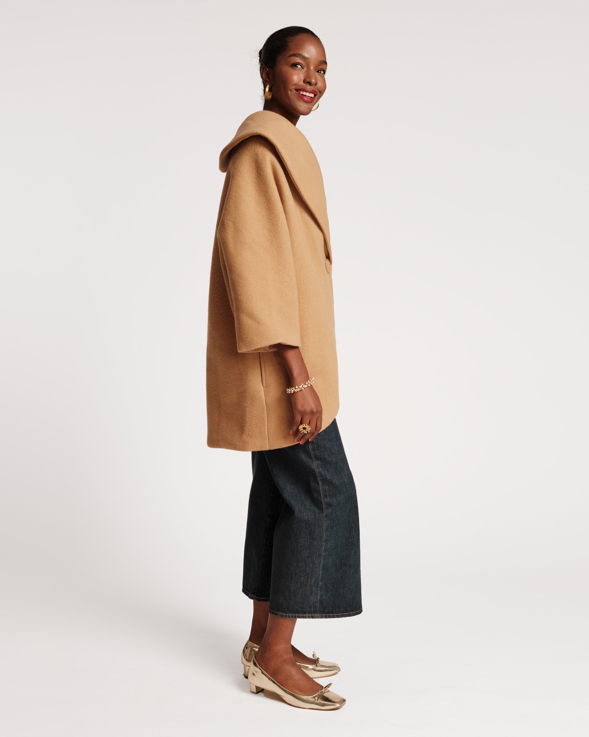 Cocoon Shawl Collar Wool Coat