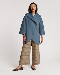 Cocoon Wool Coat Blue - Frances Valentine