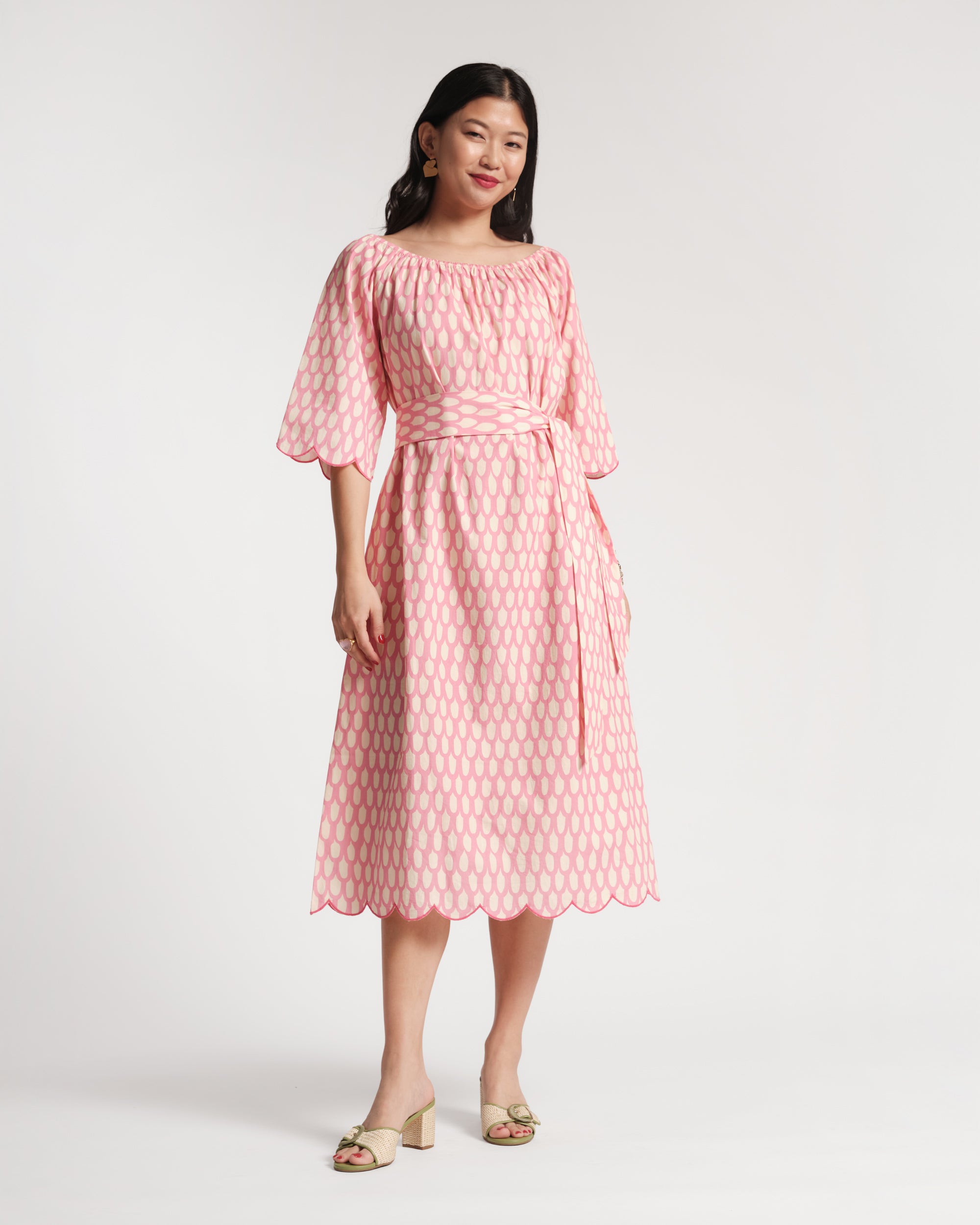 Coco Midi Dress - Loop Print Pink – Frances Valentine
