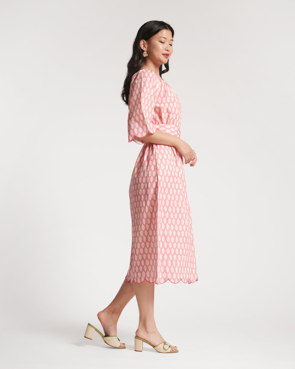 Frances Valentine Coco Midi Dress, Oyster/Pink / M Frances Valentine Coco Midi Dress, Oyster/Pink / M