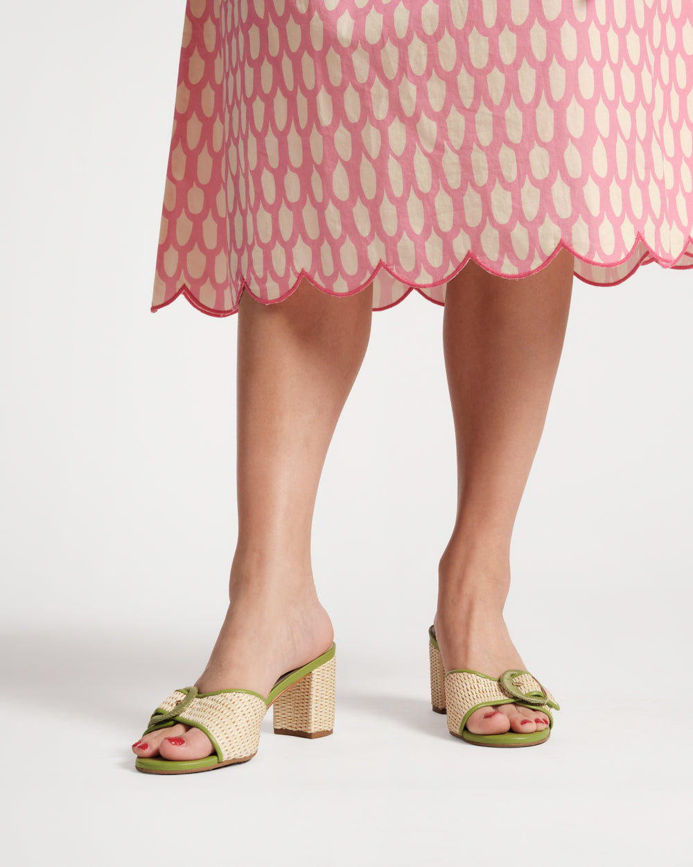 Taylor Raffia Heel - Green Heels Frances Valentine