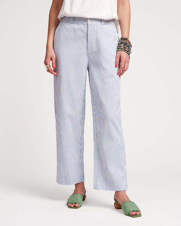 Coleman Pant - Stripe Seersucker Pants Frances Valentine