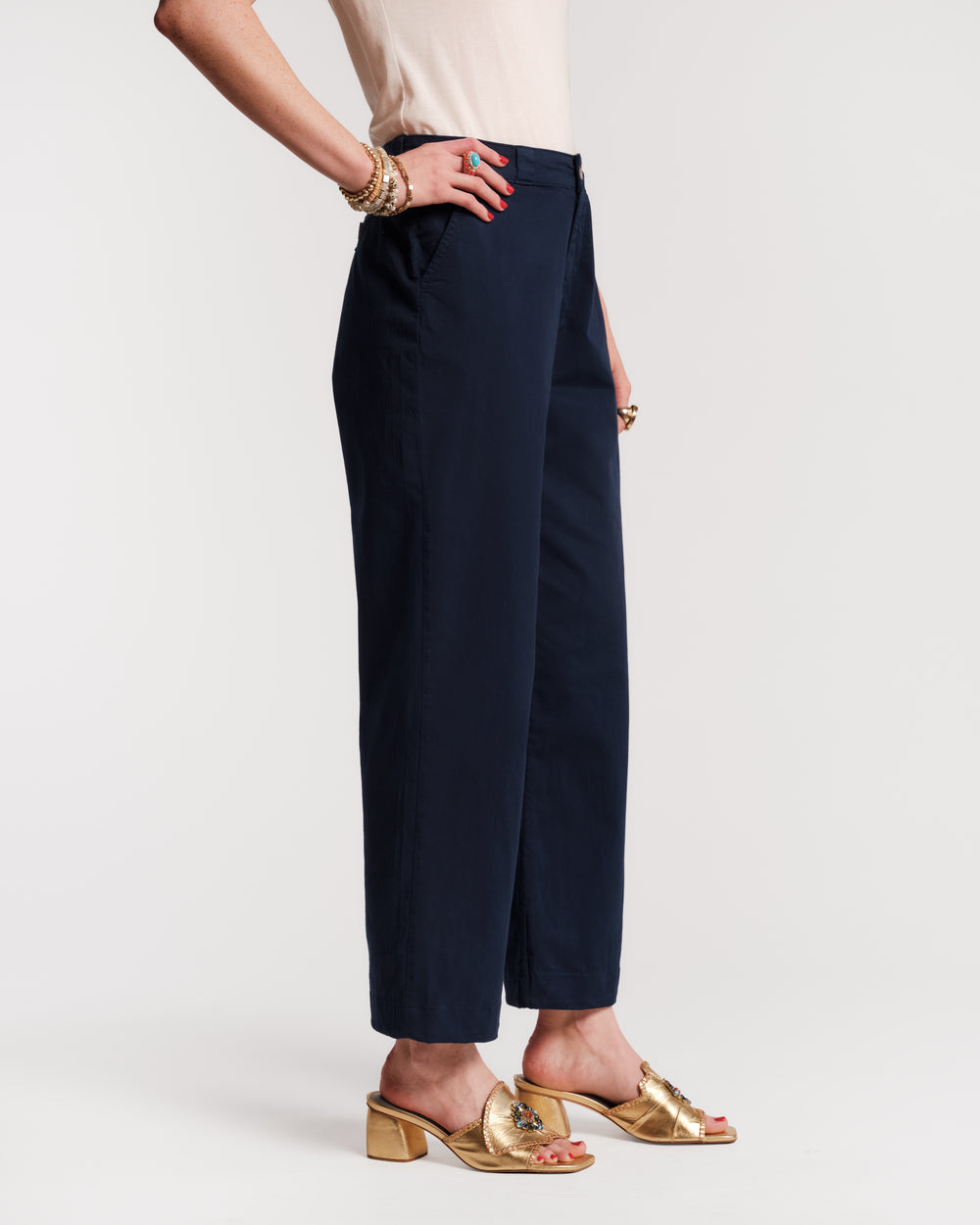 Coleman Pant Solid Cotton Cotton Navy Frances Valentine