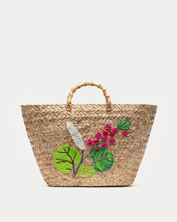 The Colony Embroidered Tote - Natural Basket Frances Valentine