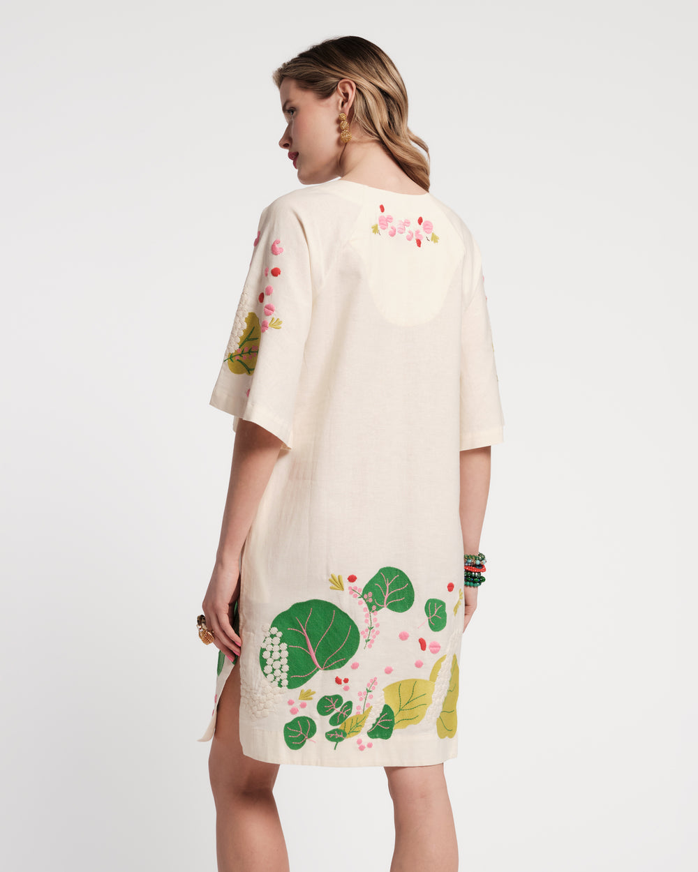 The Colony Hotel Charming Caftan Mini - Oyster/Green Caftan Frances Valentine