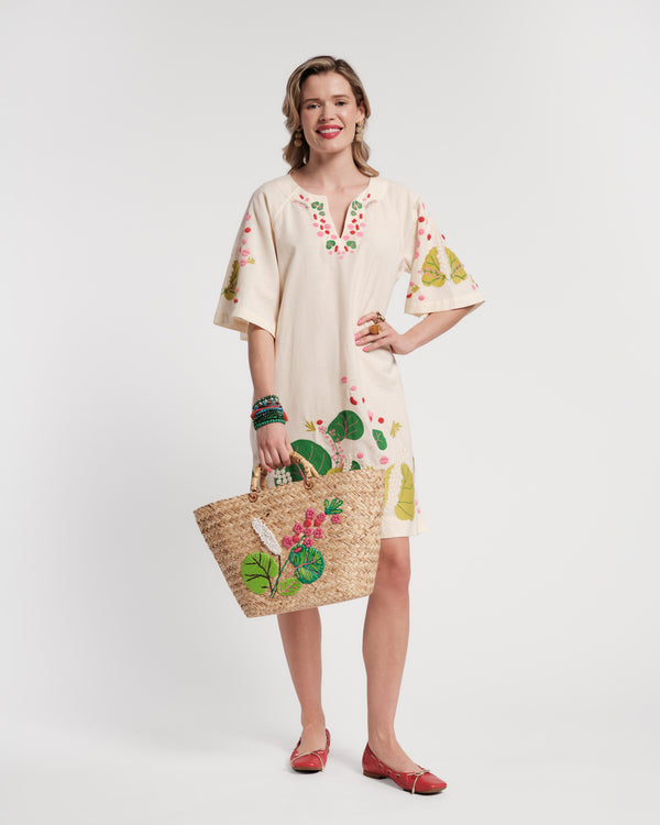 The Colony Charming Caftan Mini - Oyster/Green Caftan Frances Valentine