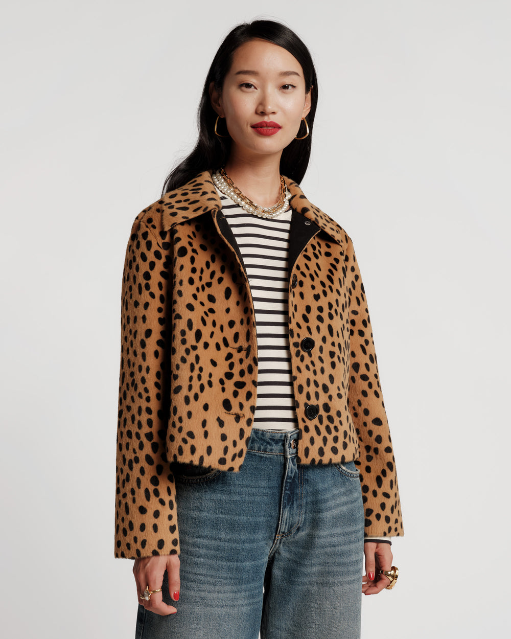 Cosette Faux Fur Jacket - Cheetah Coats & Jackets Frances Valentine