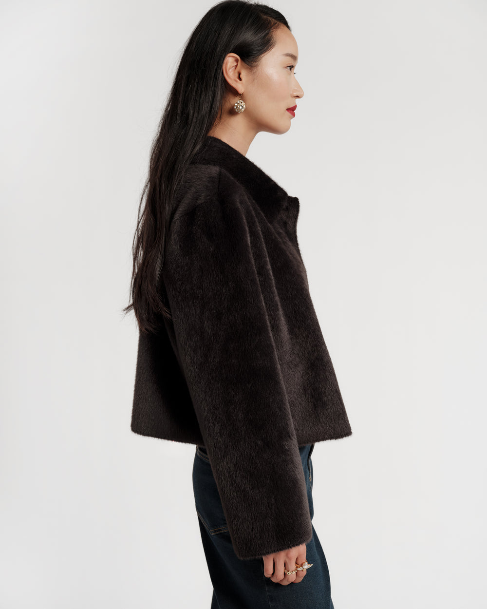 Cosette Faux Fur Jacket - Black Coats & Jackets Frances Valentine