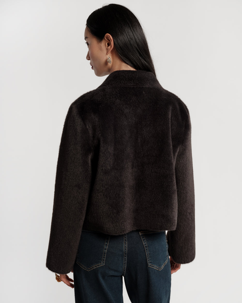 Cosette Faux Fur Jacket - Black Coats & Jackets Frances Valentine