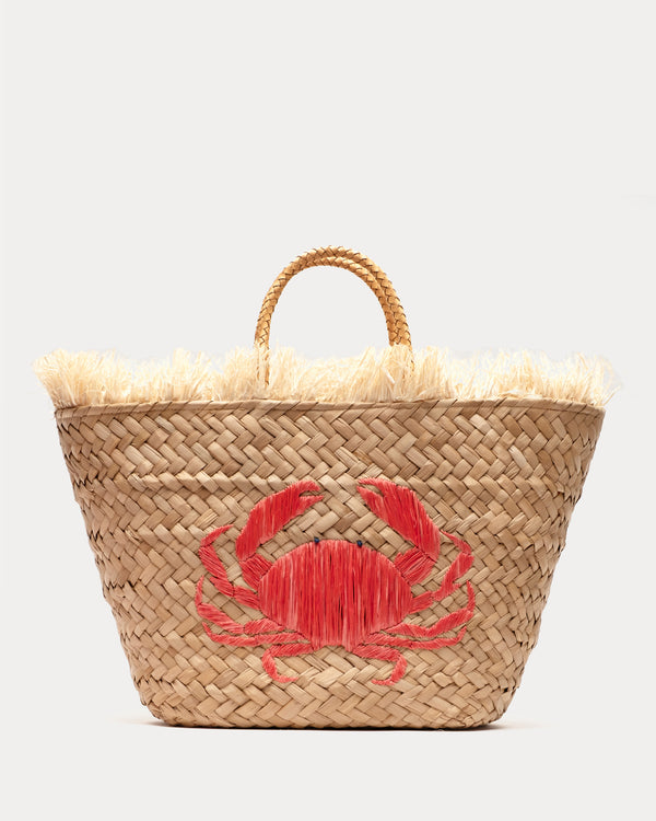 Embroidered Crab Tote - Red - Frances Valentine