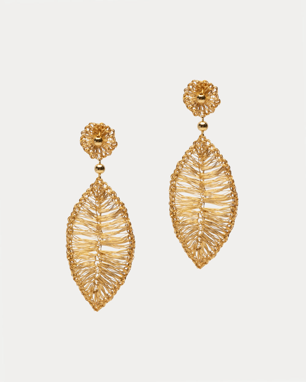 Crochet Leaf Earring - Gold Earrings LAVISH JEWELRY